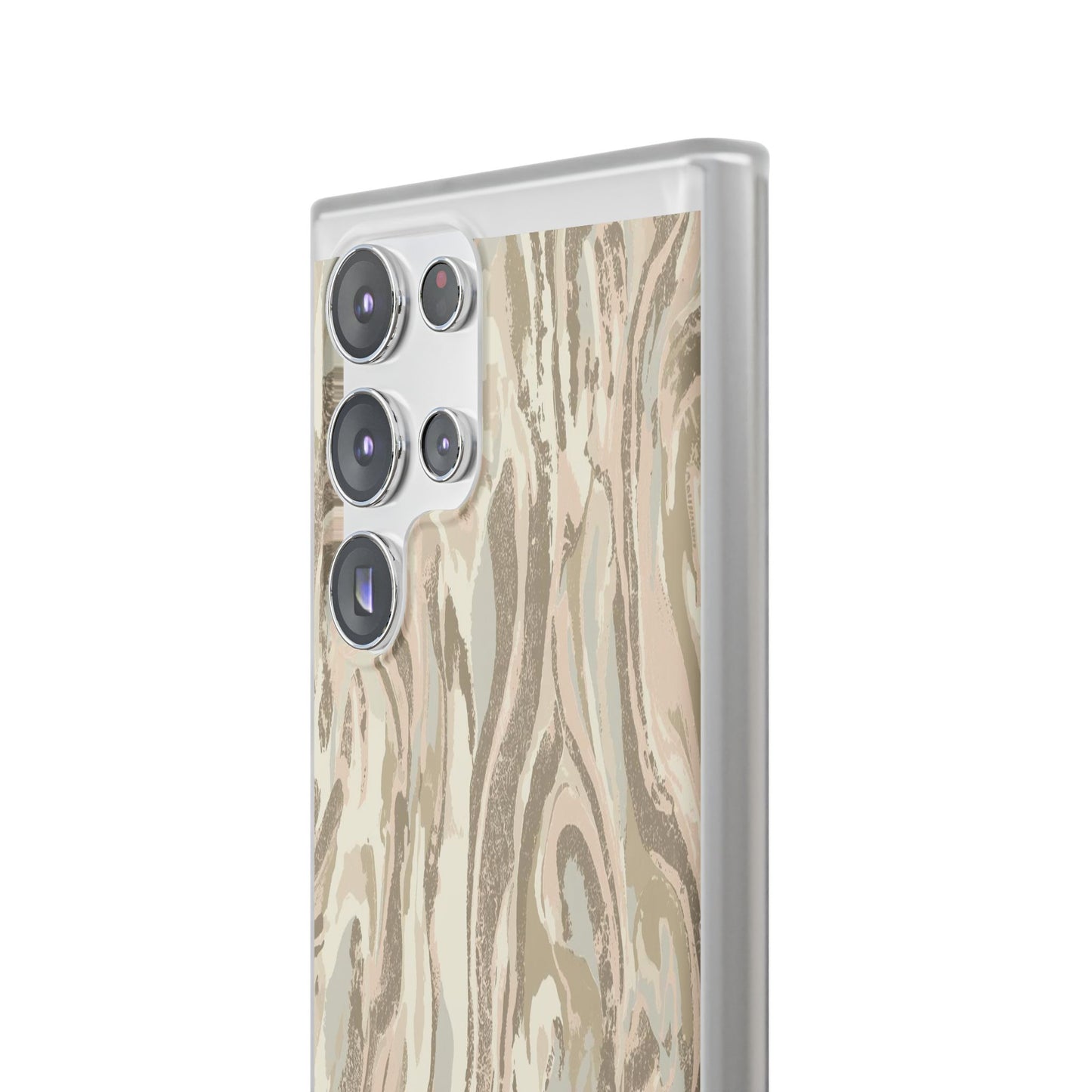 Neutral Marble Swirl Flexi Phone Case — Beige Abstract Protective Cover