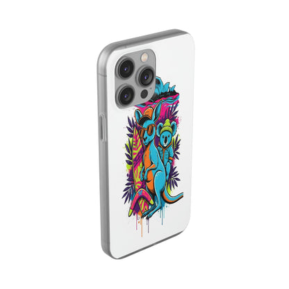 Kangaroo & Koala Surf Phone Case — Neon Aussie Beach Vibes Flexible Case