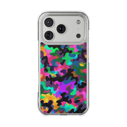 Clear Magnetic Impact Phone Case — Neon Camo Protective Cover