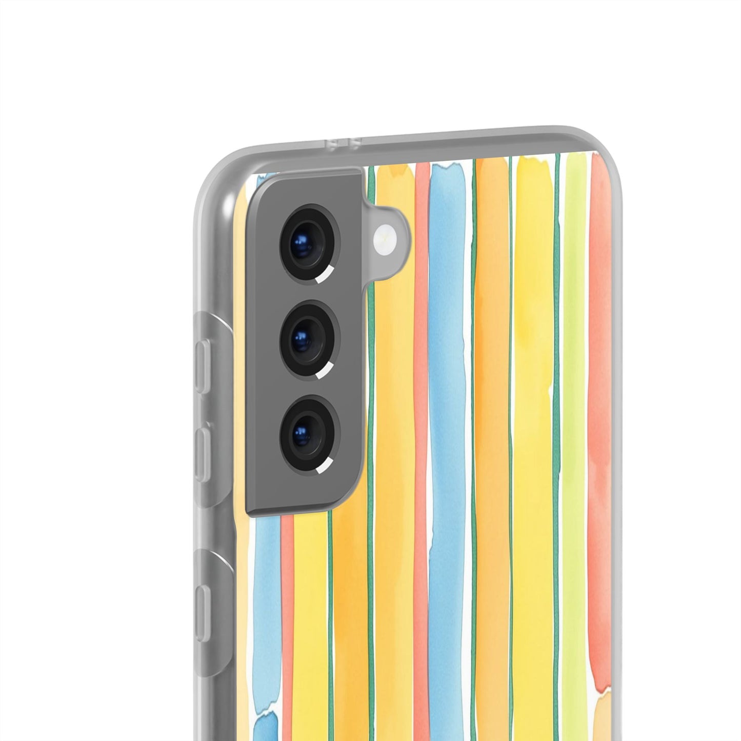 Watercolor Stripe Phone Case — Bright Pastel Vertical Stripes Protective Flexi Case