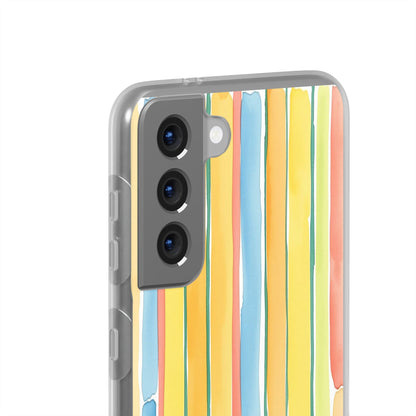 Watercolor Stripe Phone Case — Bright Pastel Vertical Stripes Protective Flexi Case