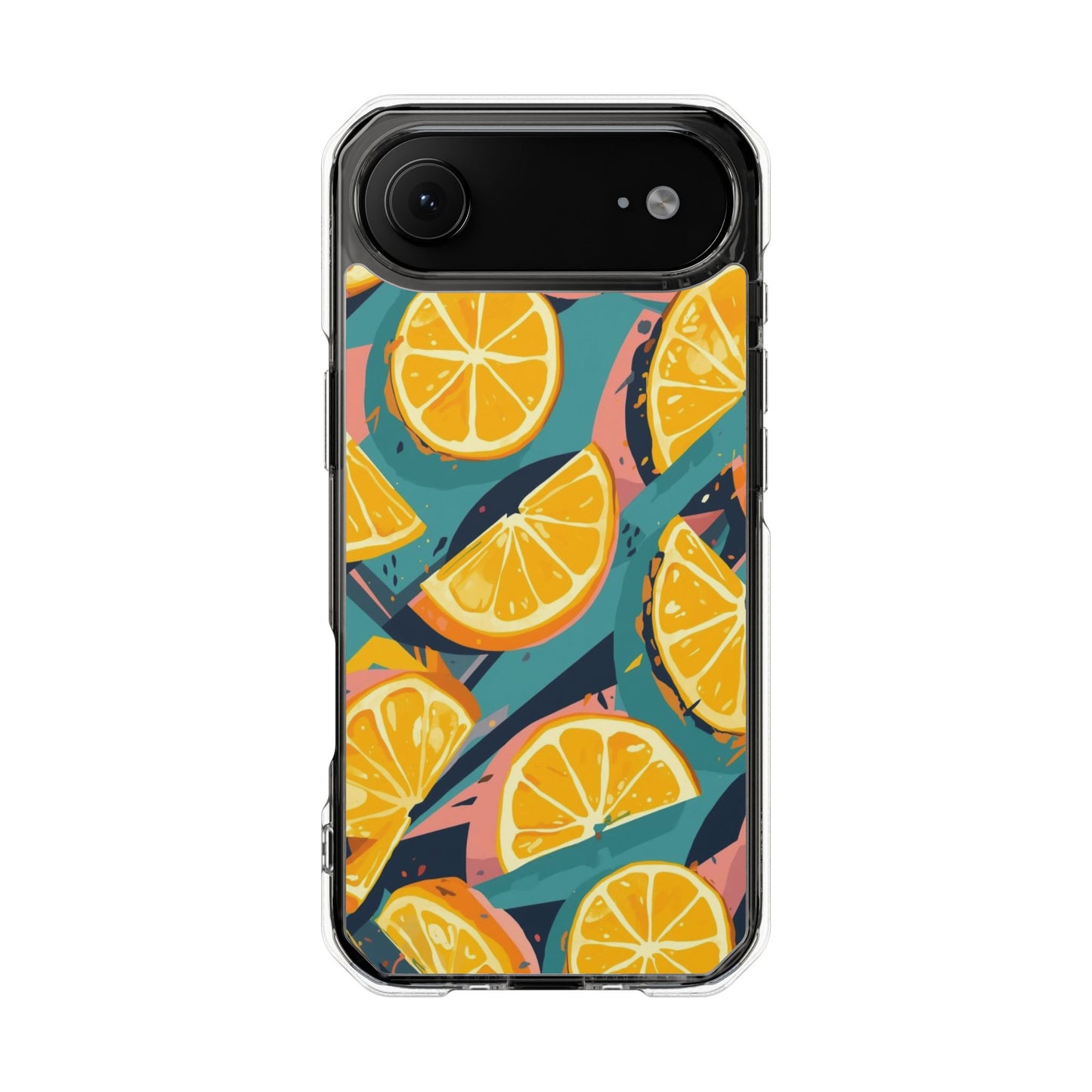 Clear Impact Phone Case — Bright Citrus Slice Pattern, Magnetic Compatible