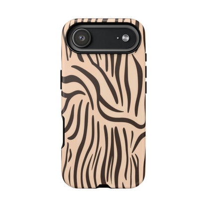 Zebra Stripe Tough Phone Case – Neutral Animal Print Protective Cover