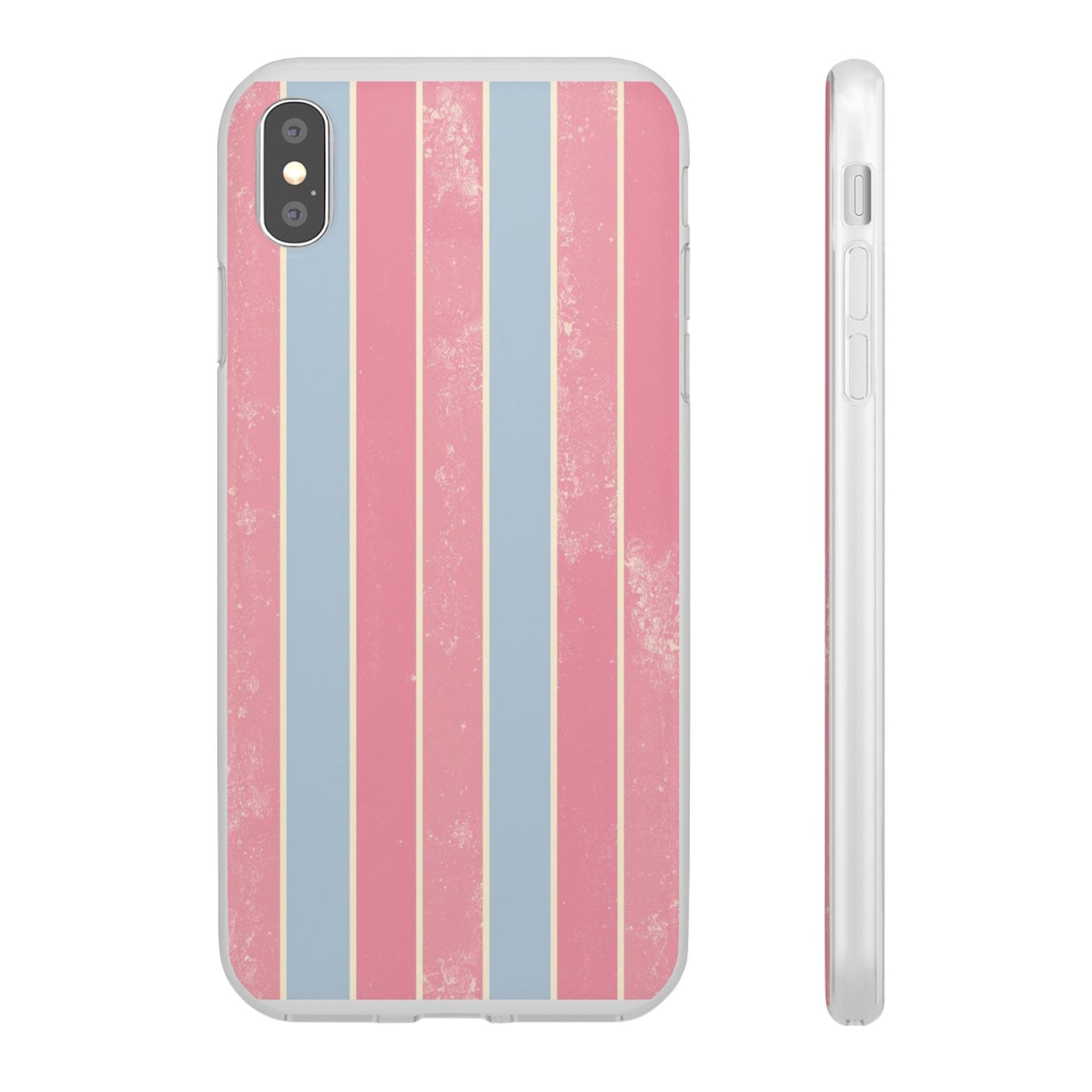 Striped Pink & Blue Phone Case — Retro Pastel Flexi Case