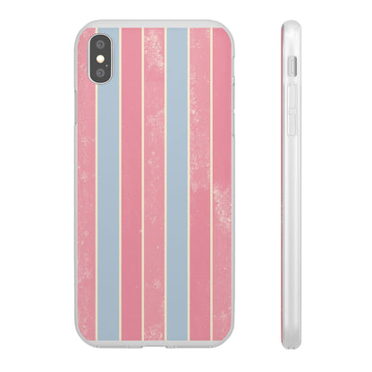 Striped Pink & Blue Phone Case — Retro Pastel Flexi Case