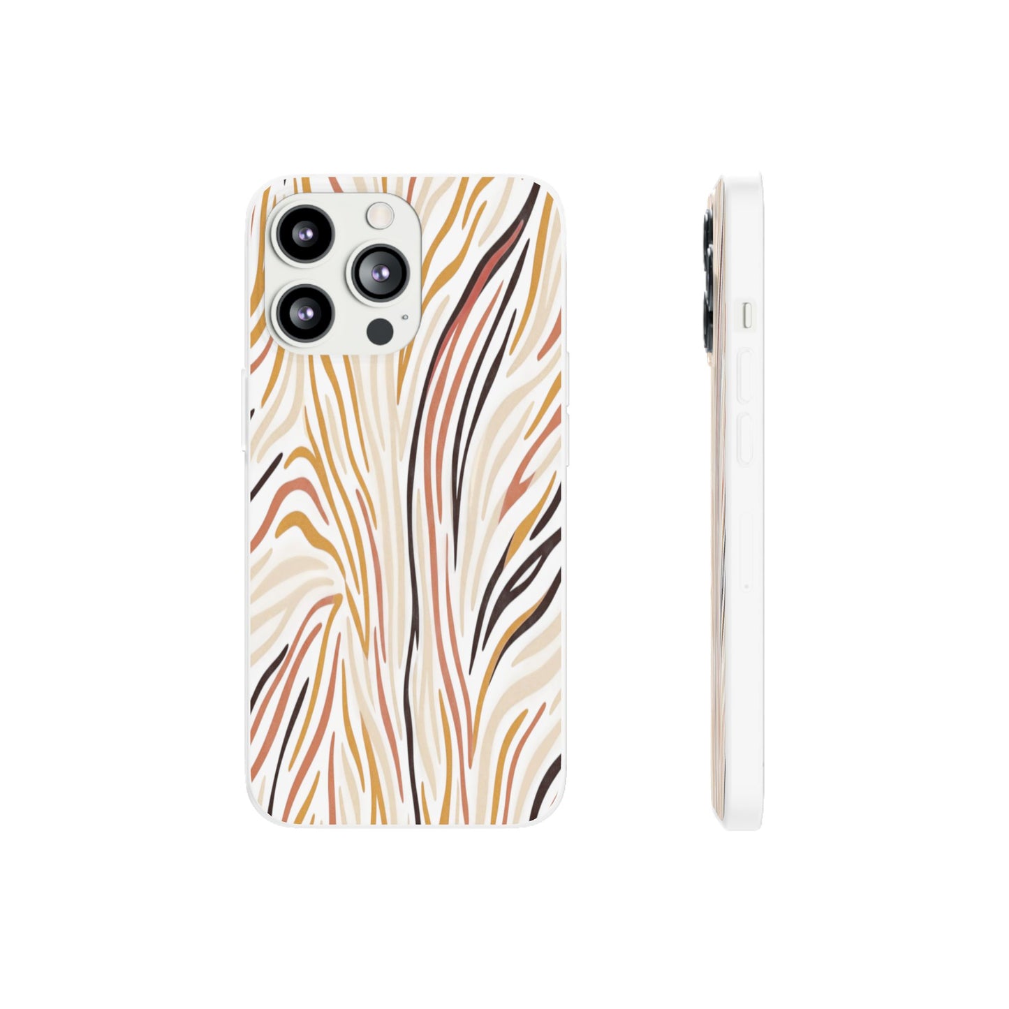 Marbled Neutral Stripe Phone Case — Abstract Beige & Terracotta Flexi Case
