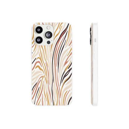 Marbled Neutral Stripe Phone Case — Abstract Beige & Terracotta Flexi Case