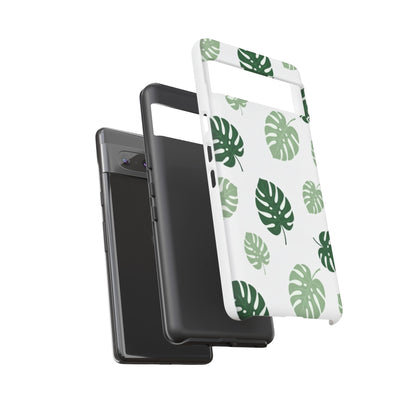 Monstera Leaf Tough Phone Case – Tropical Green Palm Pattern Protective Cover