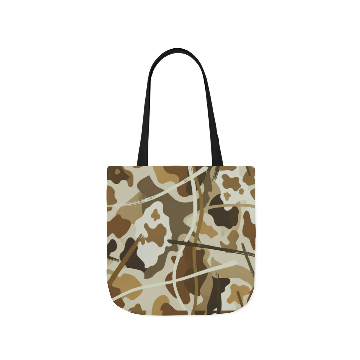 Camo Canvas Tote Bag — Beige Outdoor Pattern with 3 Color Straps