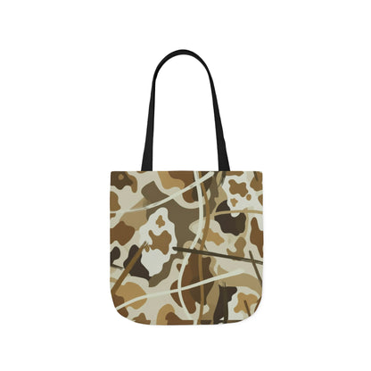 Camo Canvas Tote Bag — Beige Outdoor Pattern with 3 Color Straps