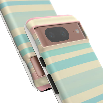 Pastel Striped Tough Phone Case – Protective Retro Rainbow Design