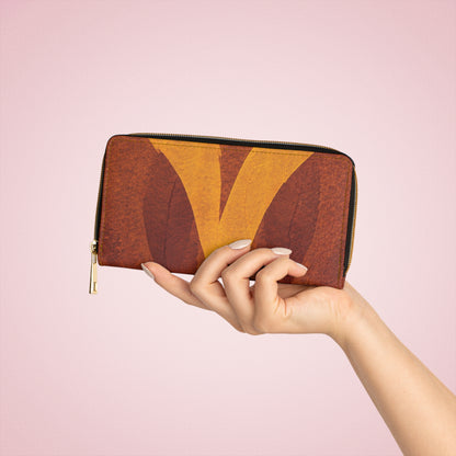 Women's Ochre Autumn Wallet - Vegan Abstract Zipper Wallet