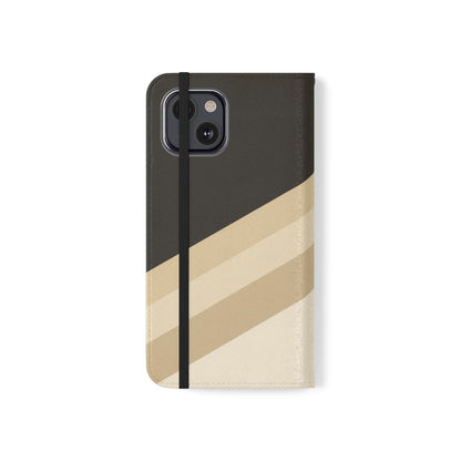 Retro Neutral Stripe Flip Phone Case — Wallet Folio with Card Slots