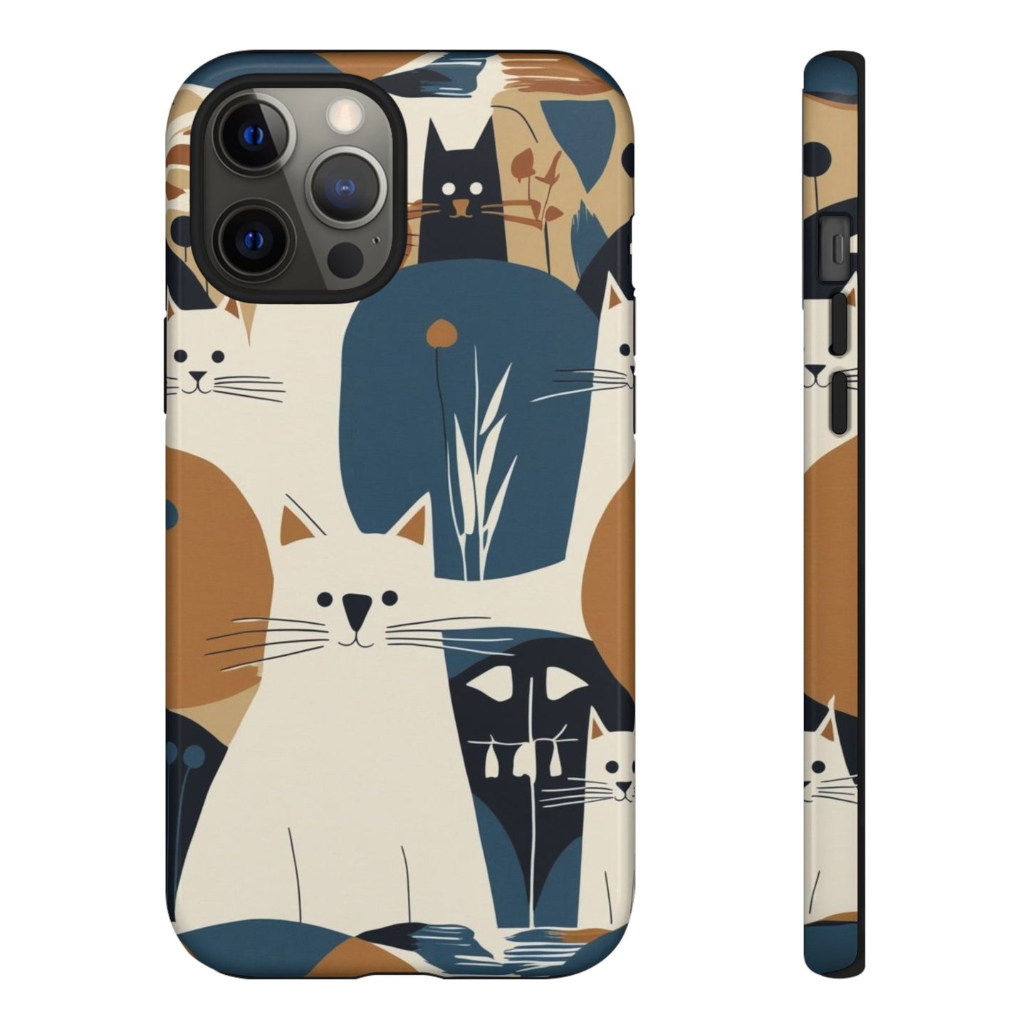 Cat Pattern Phone Case – Retro Abstract Cats Protective iPhone Cover