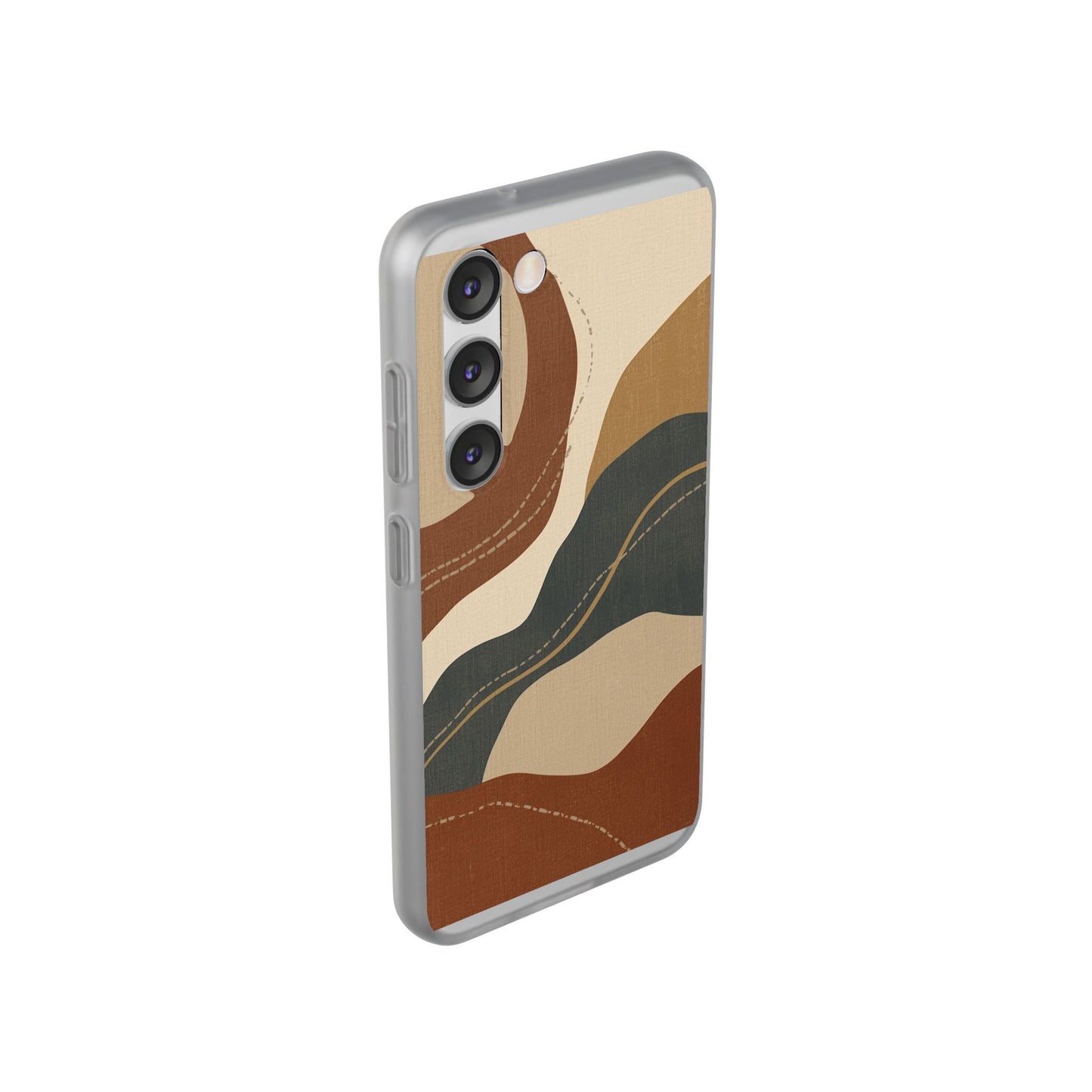 Abstract Earth Tone Phone Case — Boho Wavy Flexi Case