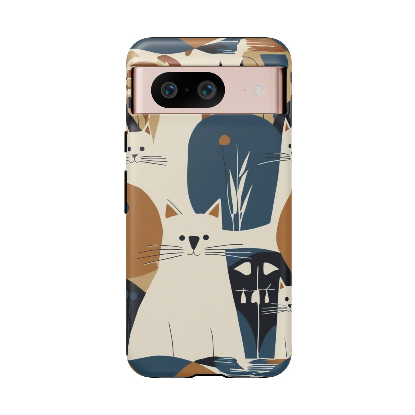 Cat Pattern Phone Case – Retro Abstract Cats Protective iPhone Cover