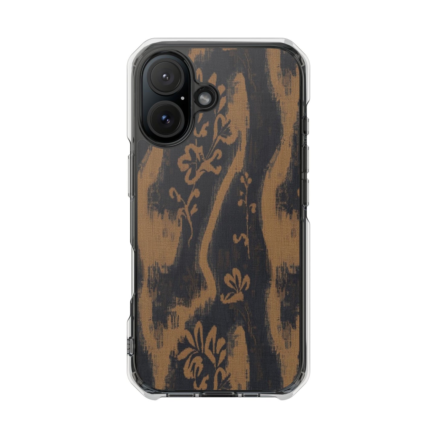 Clear Magnetic Phone Case — Rustic Woodgrain Floral Design
