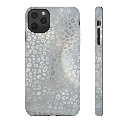 Grey Leopard Print Tough Phone Case — Durable Protective iPhone Cover