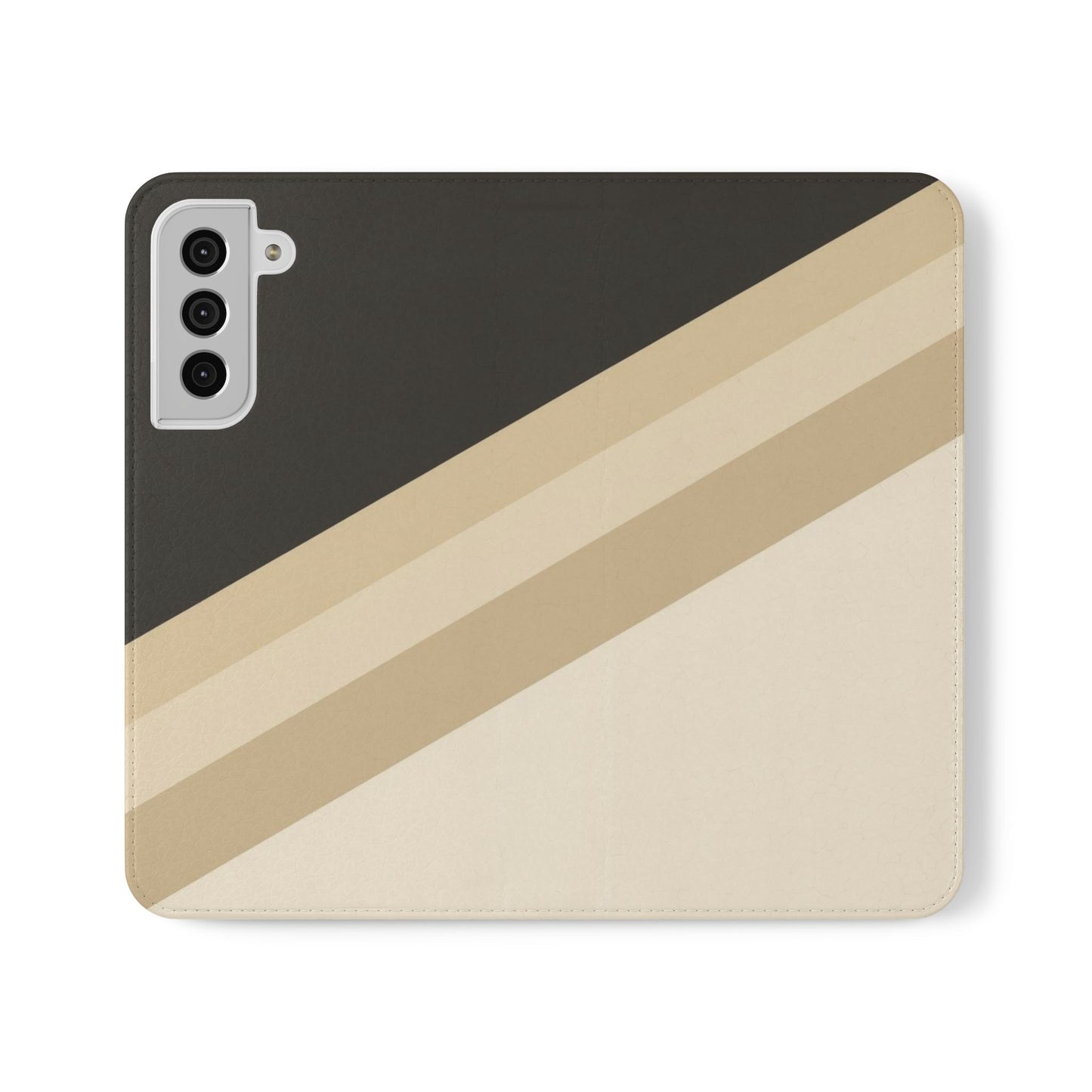 Retro Neutral Stripe Flip Phone Case — Wallet Folio with Card Slots