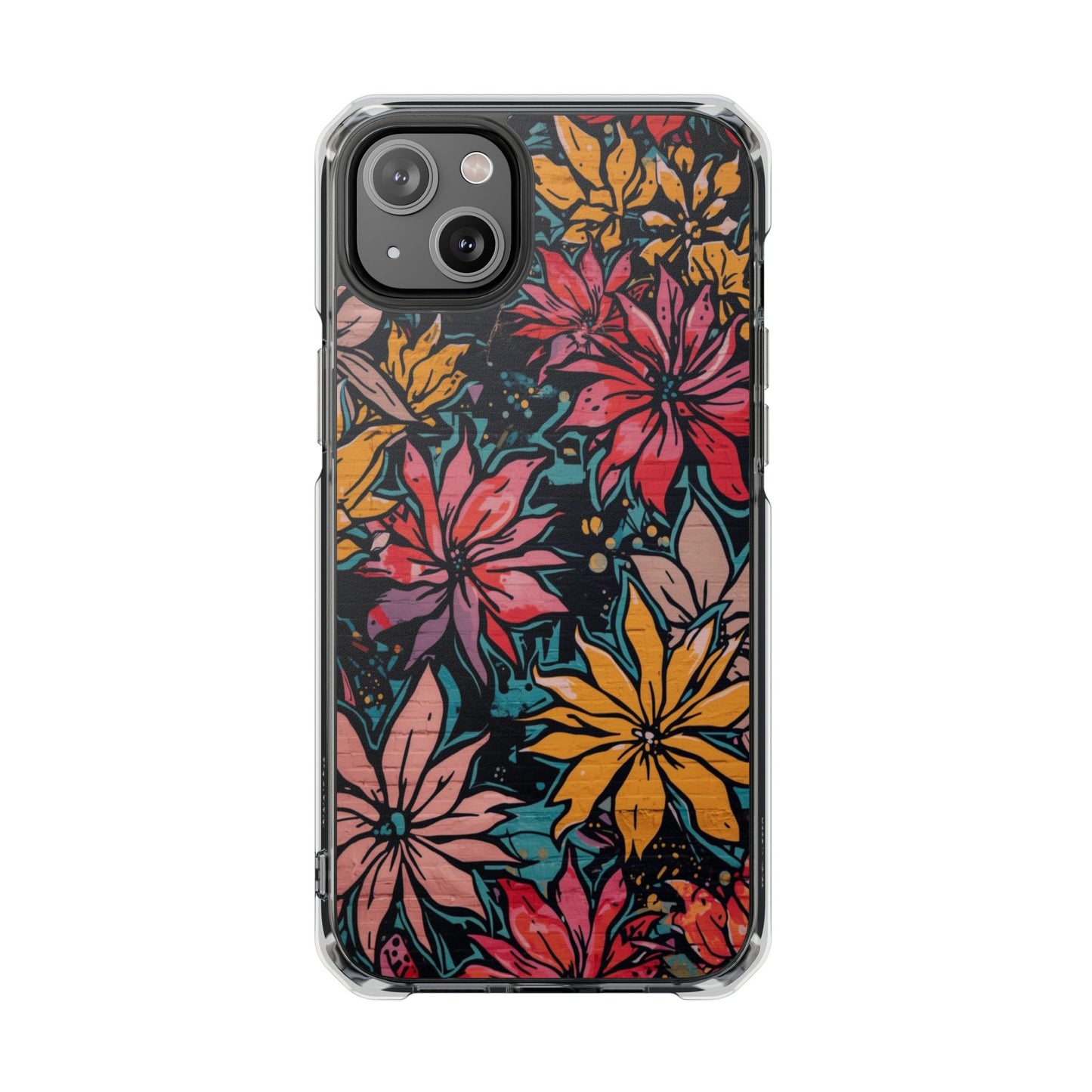Clear Impact Phone Case — Vibrant Floral Poinsettia Design (Magnetic)