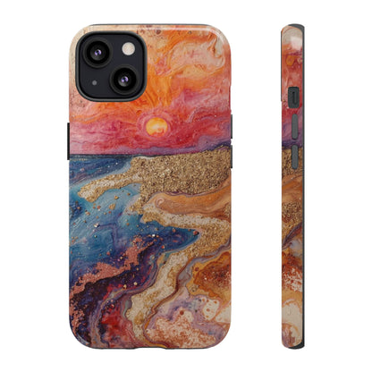 Sunset Coast Phone Case — Colorful Abstract Beach Art Tough Case