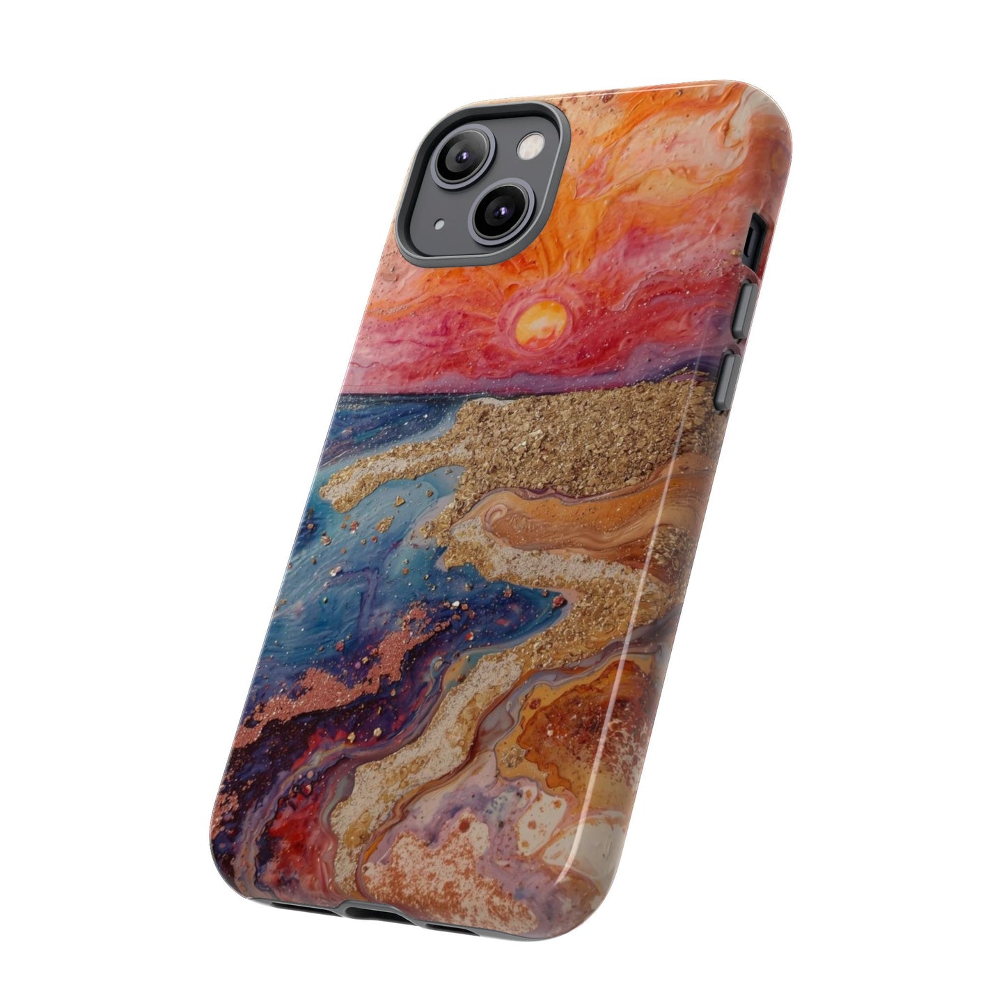 Sunset Coast Phone Case — Colorful Abstract Beach Art Tough Case