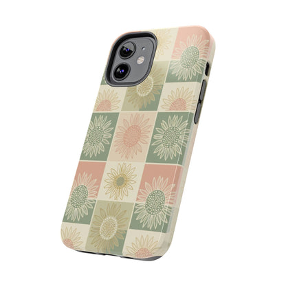 Copy of Copy of Copy of Sunflower Check iPhone Tough Phone Case — Retro Pastel Floral Protective Cover