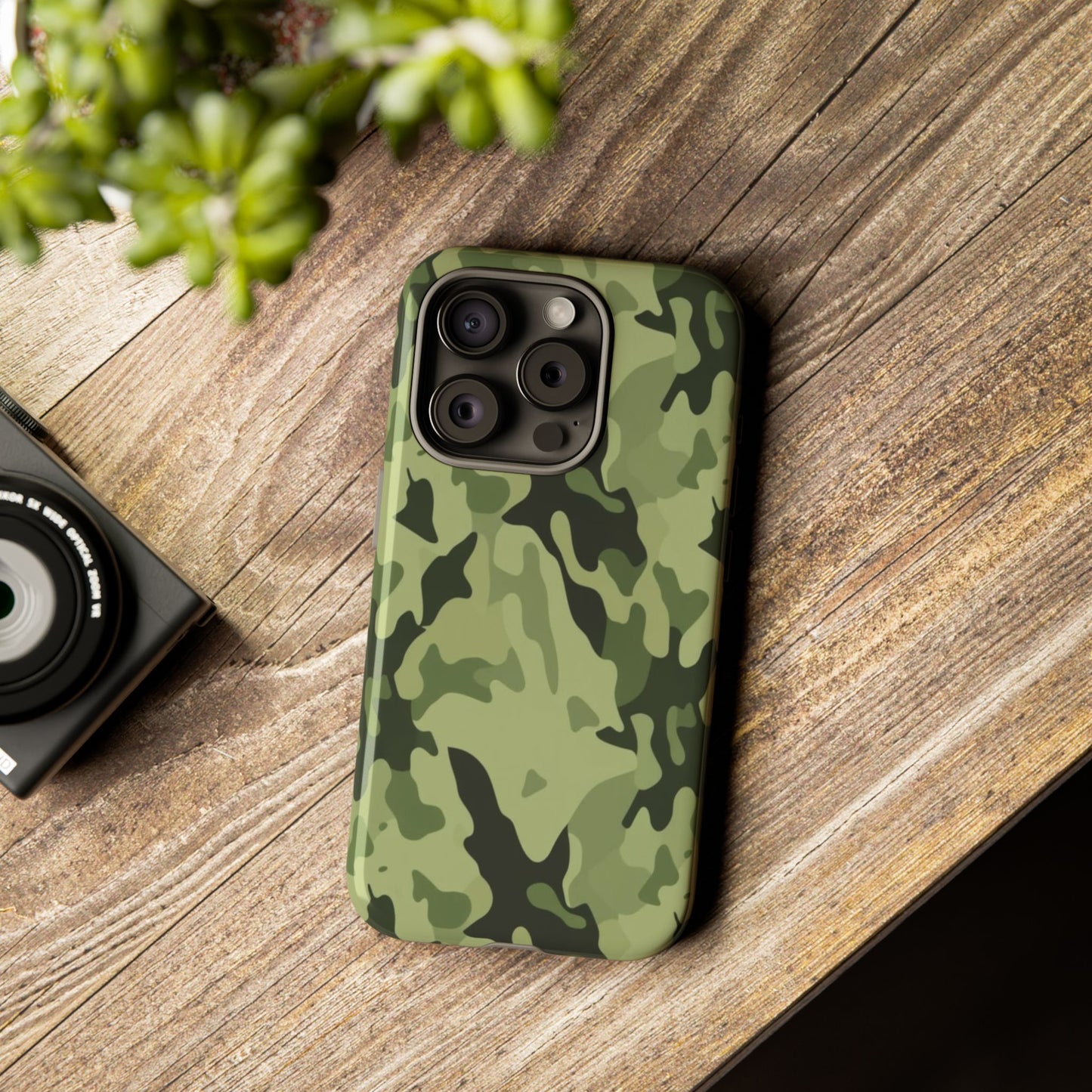 Camo Tough Phone Case — Military Green Protective iPhone Cover