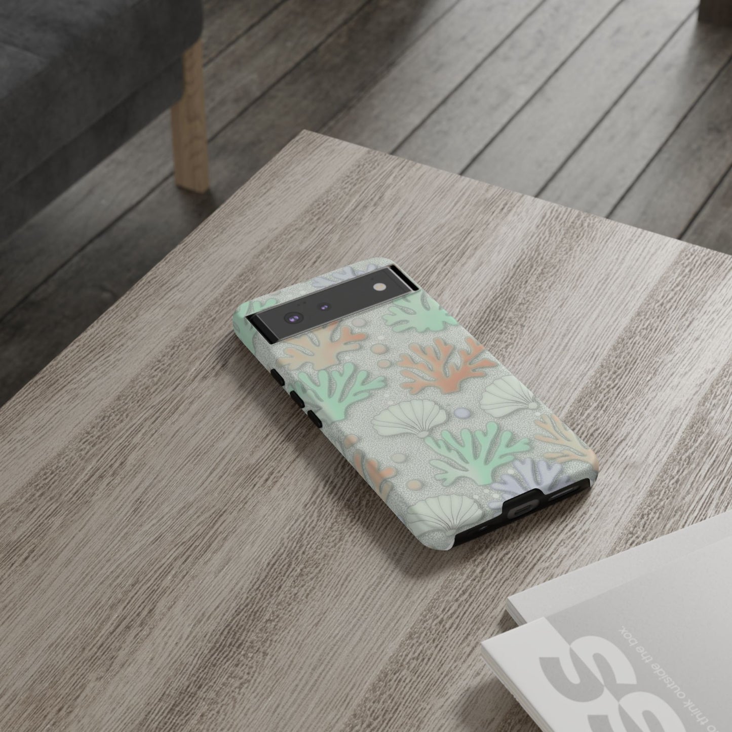 Pastel Coral Reef Tough Phone Case – Sea Shell & Coral Pattern Durable Protector