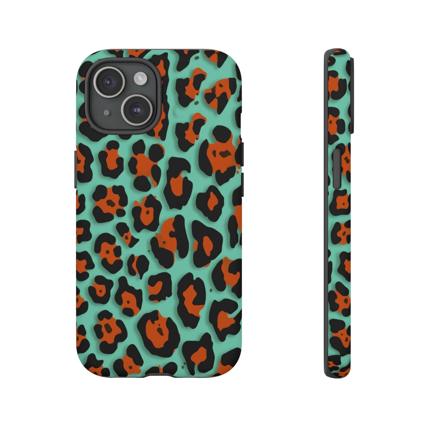 Teal & Rust Leopard Phone Case — Tough Protective Animal Print