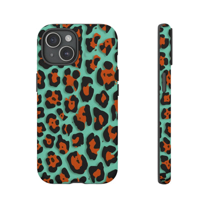 Teal & Rust Leopard Phone Case — Tough Protective Animal Print