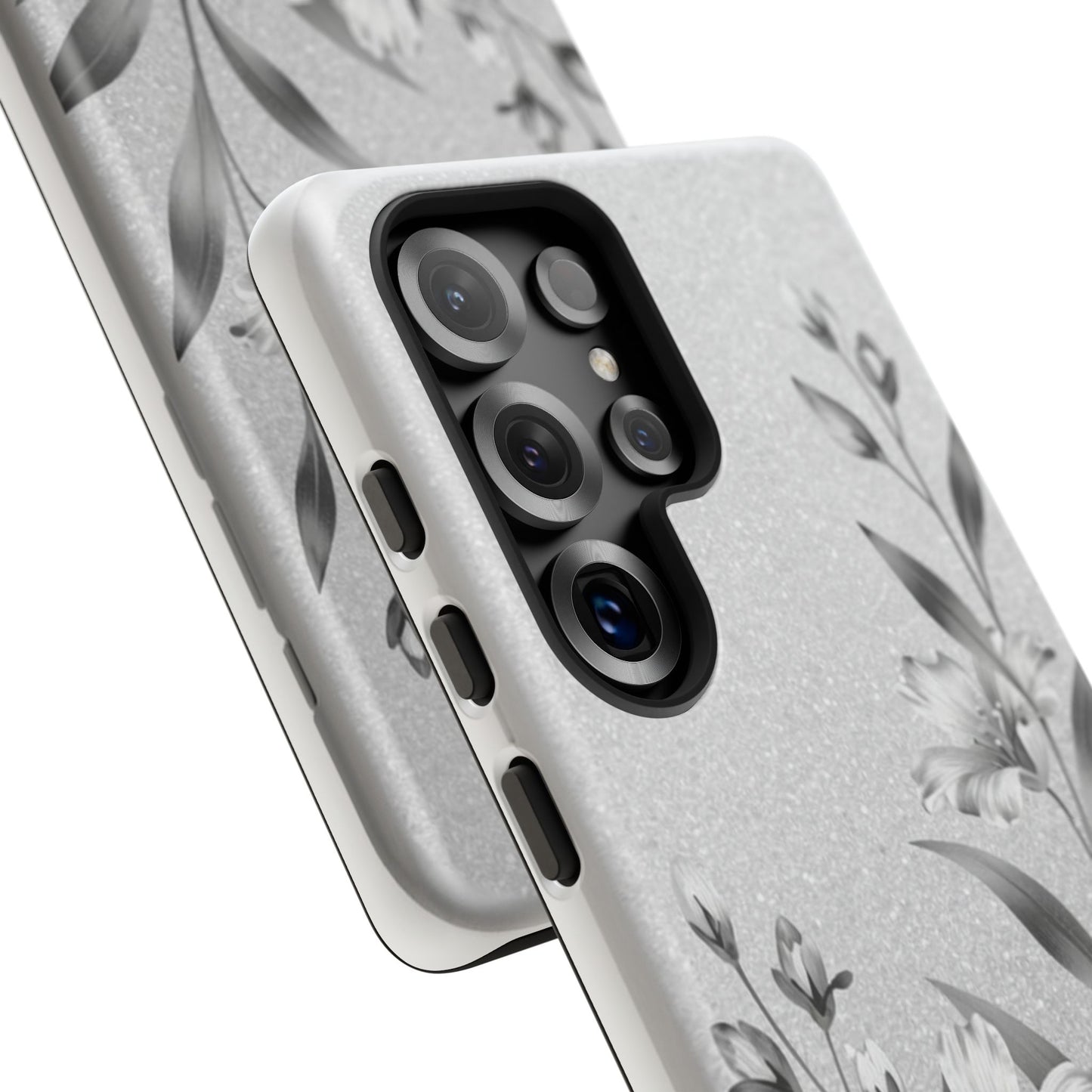 Floral Monochrome Phone Case — Elegant Black & White Lily Design