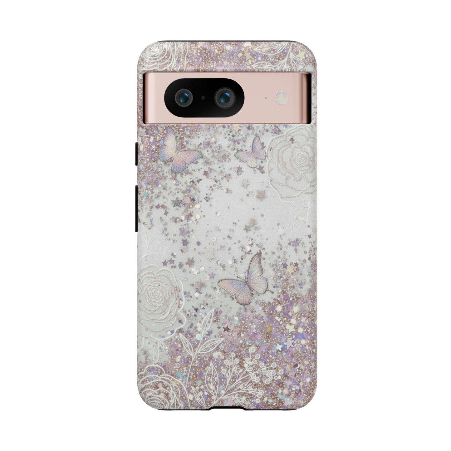 Butterfly Glitter Tough Phone Case — Floral Sparkle Protective Case