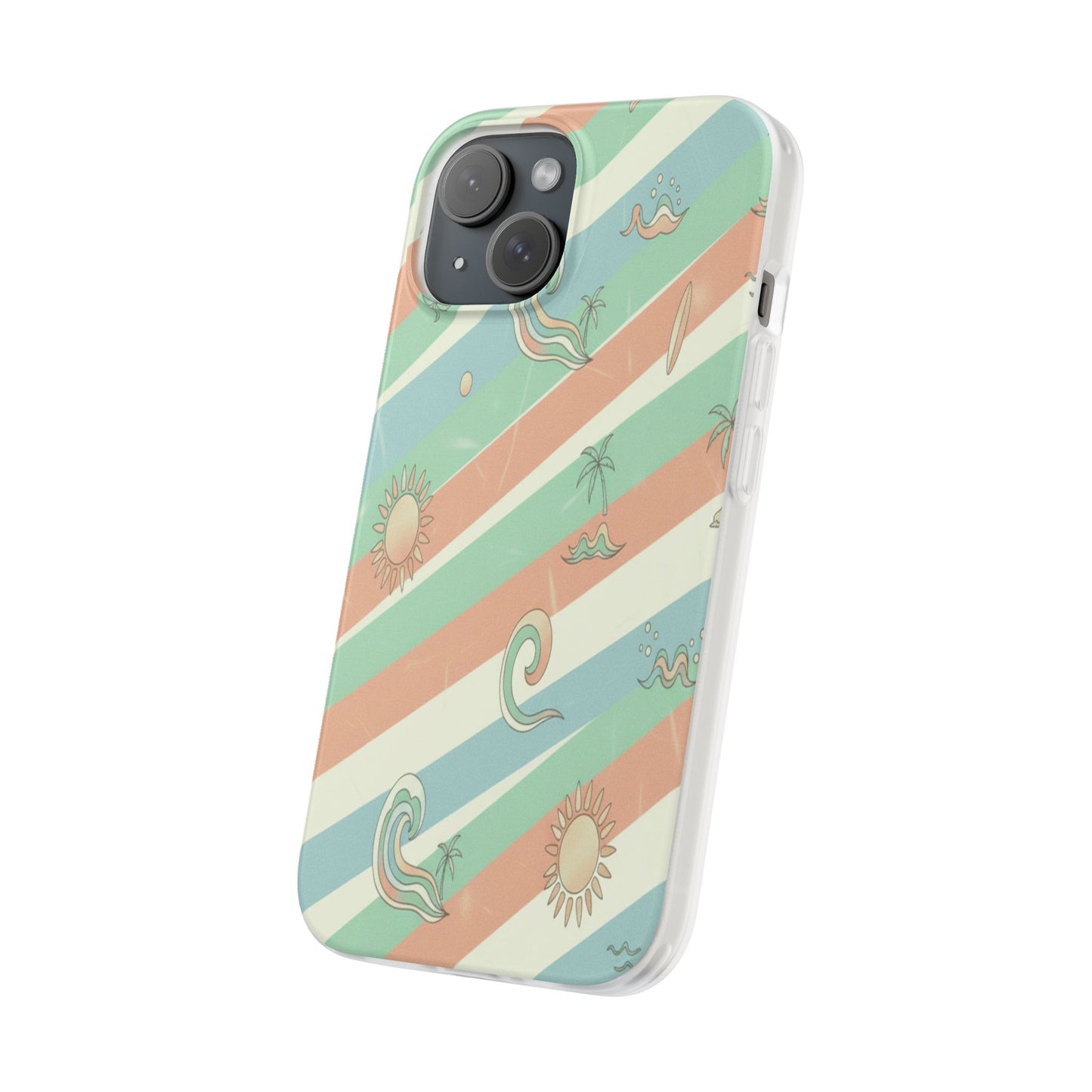 Beach Vibes Phone Case — Retro Pastel Surf & Palm Protective Flexi Case