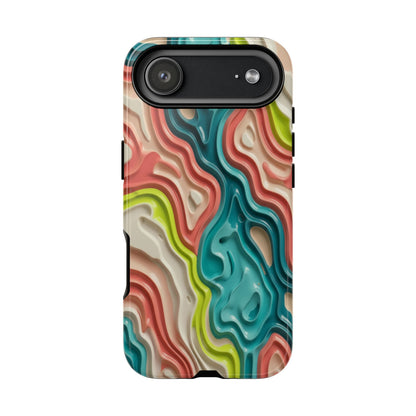 Abstract Contour Phone Case — Colorful Topographic Pattern Tough Case
