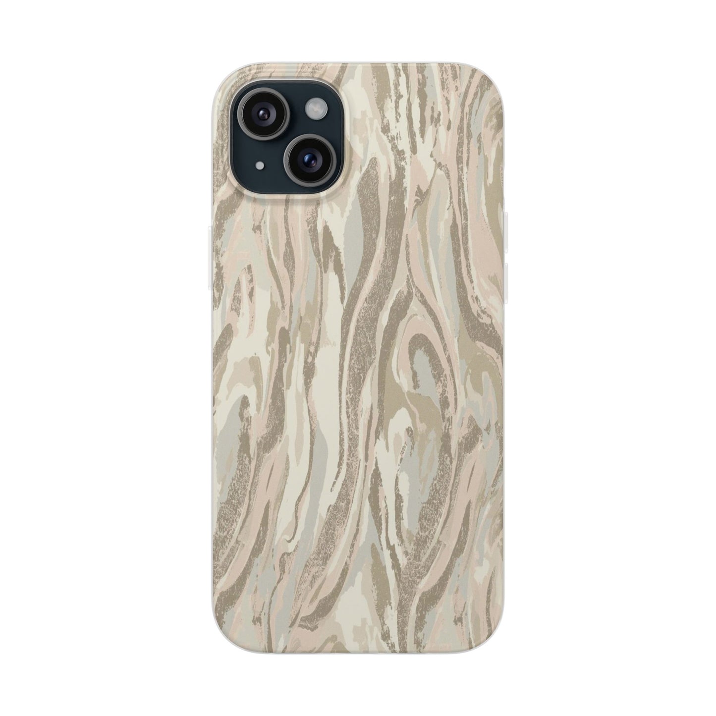 Neutral Marble Swirl Flexi Phone Case — Beige Abstract Protective Cover