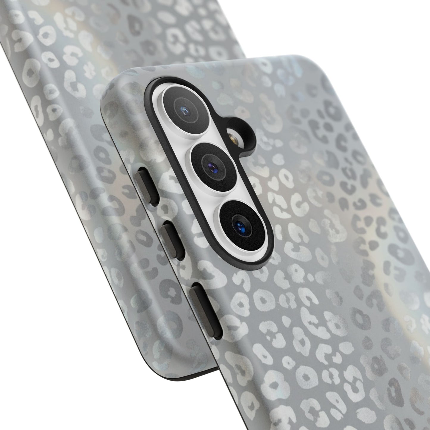 Grey Leopard Print Tough Phone Case — Durable Protective iPhone Cover