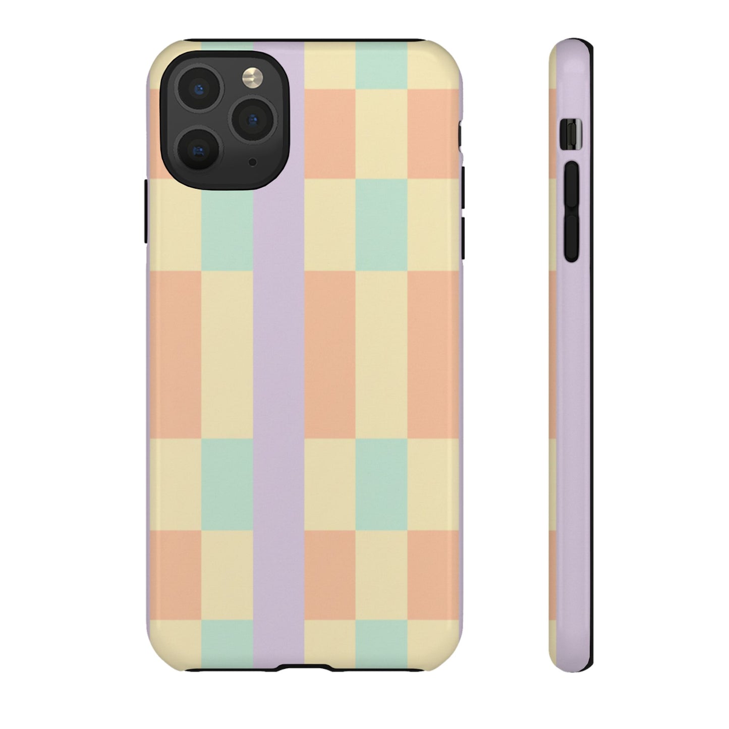 Pastel Checkered Phone Case — Retro Stripe Tough Case