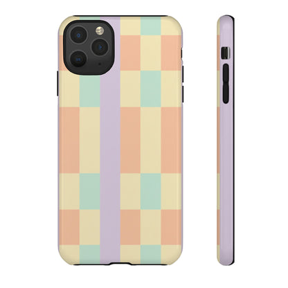 Pastel Checkered Phone Case — Retro Stripe Tough Case