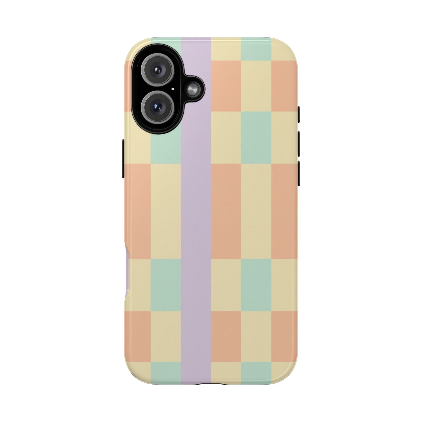 Pastel Checkered Phone Case — Retro Stripe Tough Case