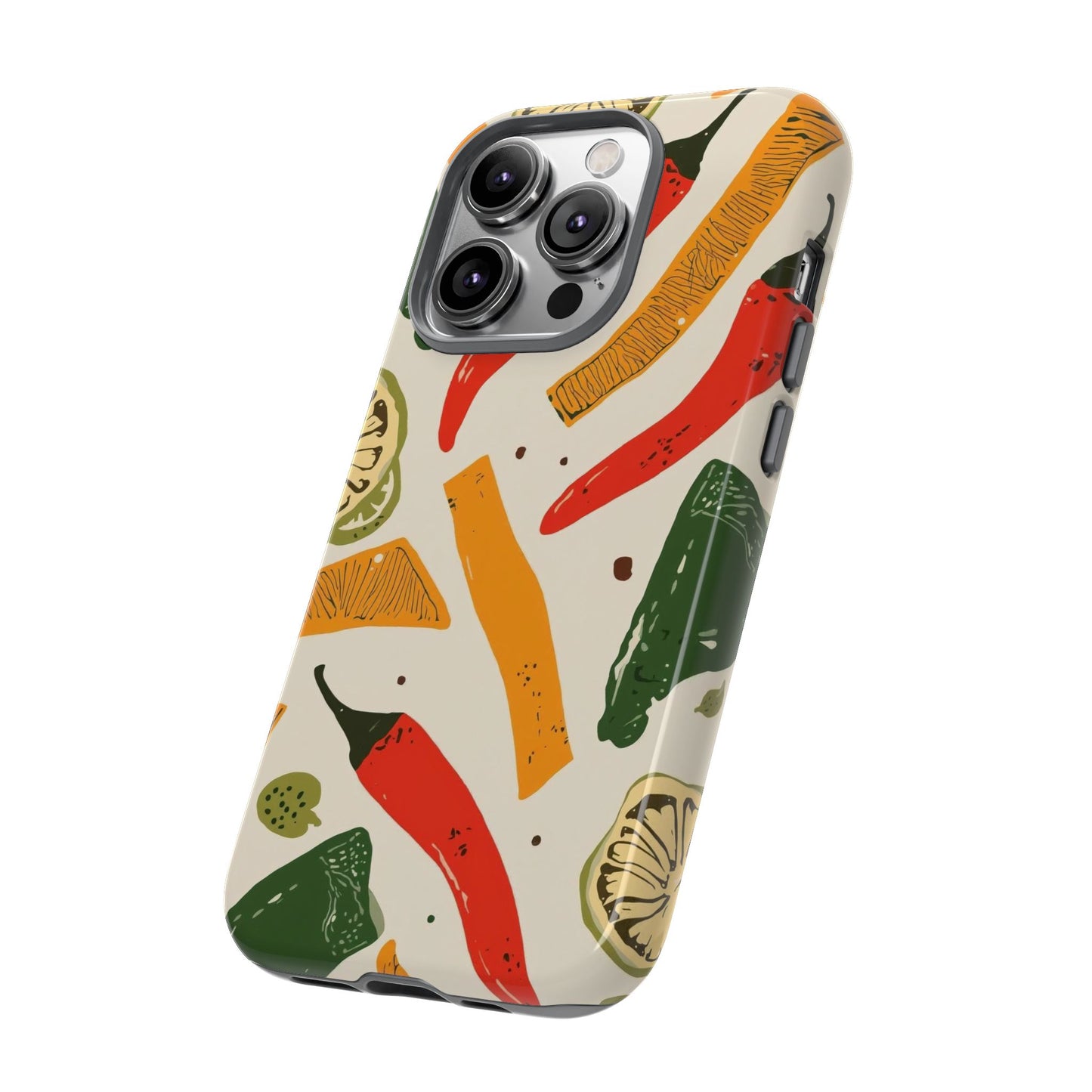 Spicy Peppers Phone Case – Colorful Chili, Lime & Citrus Pattern