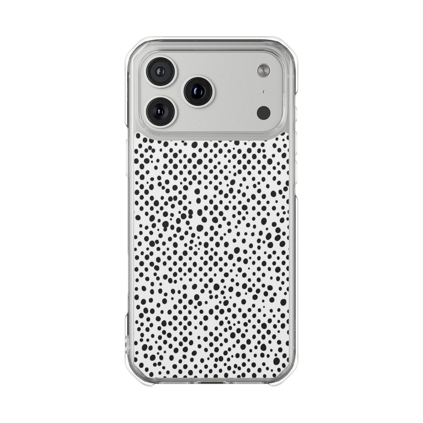 Clear Magnetic Phone Case — Black & White Speckled Pattern