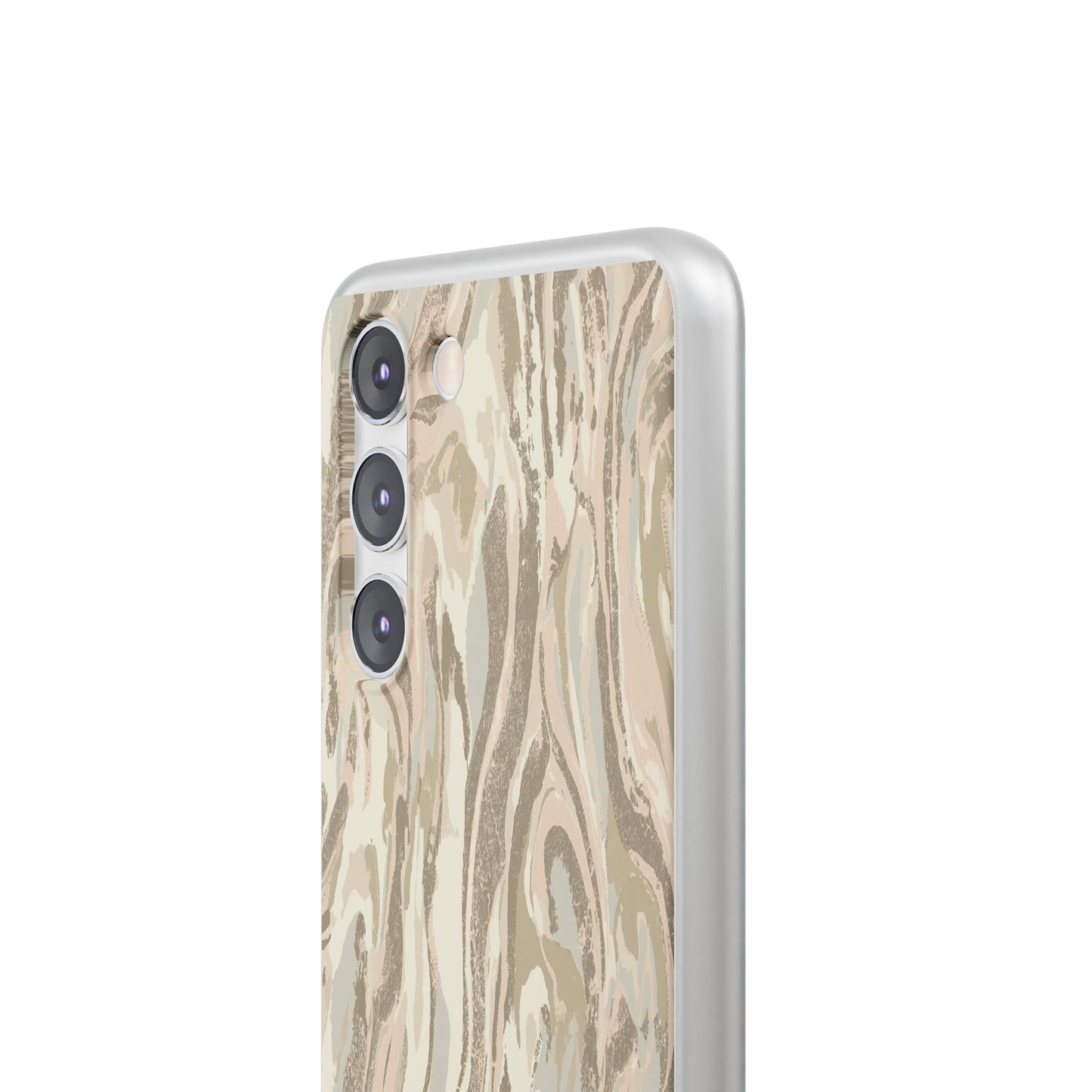 Neutral Marble Swirl Flexi Phone Case — Beige Abstract Protective Cover