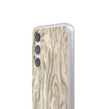 Neutral Marble Swirl Flexi Phone Case — Beige Abstract Protective Cover