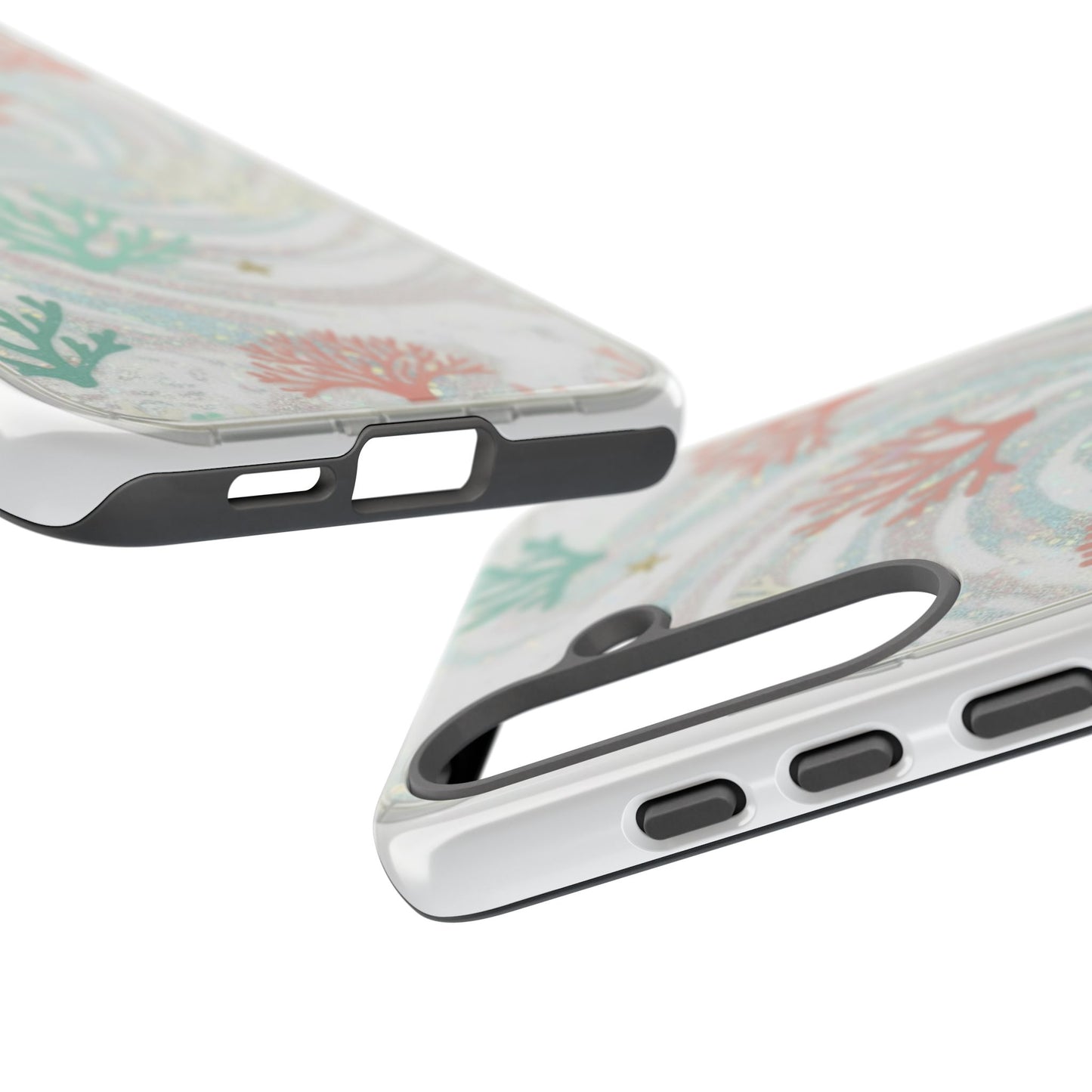 Seafoam Coral Tough Phone Case - Pastel Ocean Wave Design