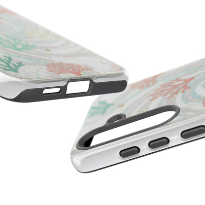 Seafoam Coral Tough Phone Case - Pastel Ocean Wave Design