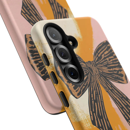 Bow Brushstroke Tough Phone Case — Pink & Mustard