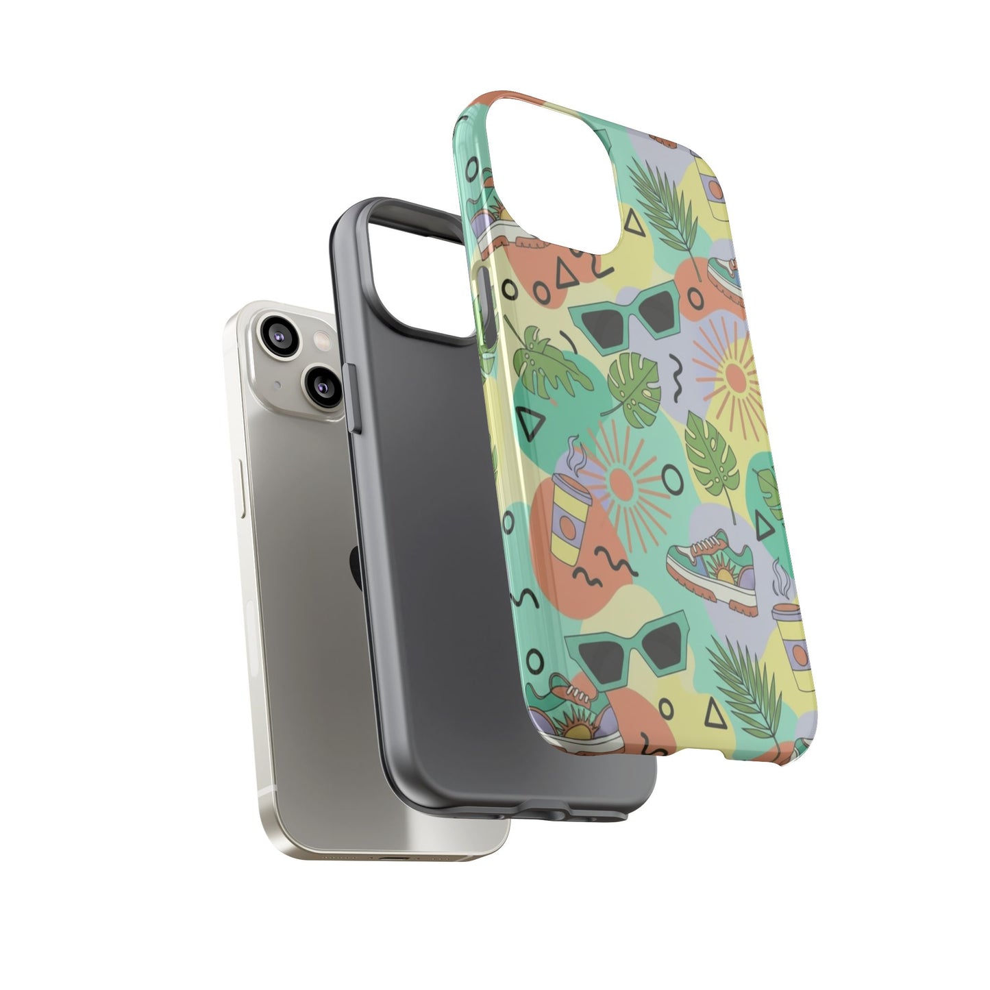 Tropical Summer Phone Case — Retro Sunglasses, Sneakers & Palm Pattern