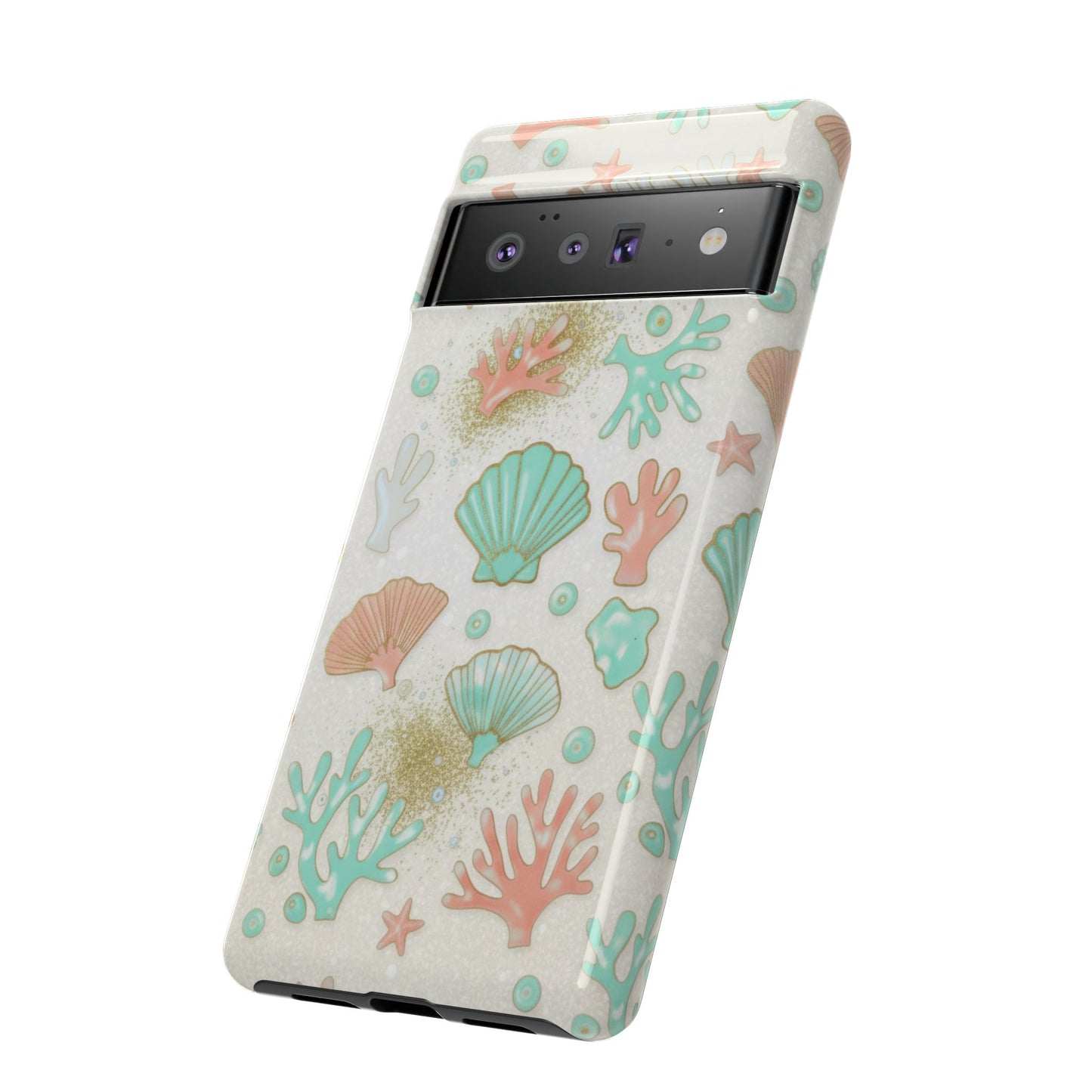 Seashell Coral Phone Case — Pastel Beach Shells Protective Tough Case