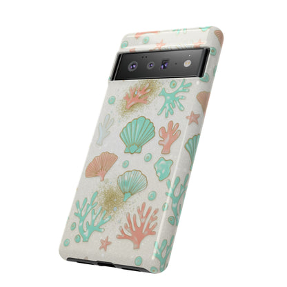 Seashell Coral Phone Case — Pastel Beach Shells Protective Tough Case